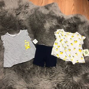 Little Me | Girls 3 Piece Set | Lemon & Stripes